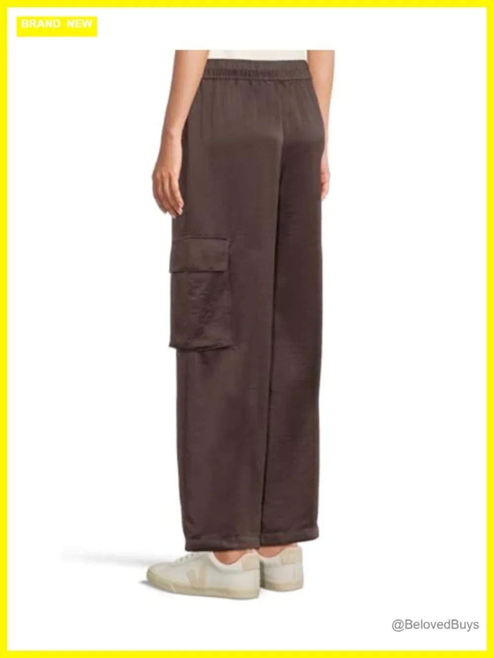 Liquid Satin Wide Leg Cargo Pant Pull-On Relaxed Fit